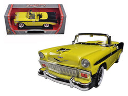 1956 Chevrolet Bel Air Convertible Yellow/Black 1/18 Diecast Model Car by Road Signature