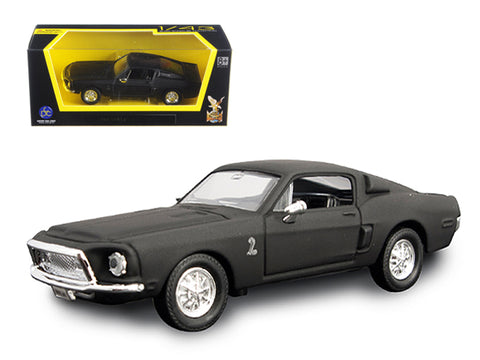 1968 Ford Mustang Shelby GT500 KR Matte Black 1/43 Diecast Model Car by Road Signature
