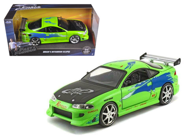 Brian's Mitsubishi Eclipse Green "Fast & Furious" (2001) Movie 1/24 Diecast Model Car by Jada