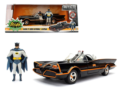 1966 Classic TV Series Batmobile with Diecast Batman and Plastic Robin 1/24 Diecast Model Car by Jada