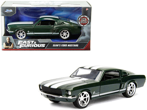 Sean's Ford Mustang Dark Green with White Stripes "Fast & Furious" Movie 1/32 Diecast Model Car by Jada