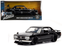 Brian's Nissan Skyline 2000 GT-R Black from "The Fast and the Furious" Movie 1/24 Diecast Model Car by Jada