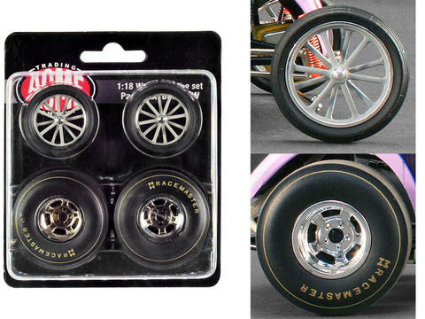 Altered Dragster Chrome Wheels and Tires (4 Piece Set) from "Mondello and Mastsubara Altered Dragster" for 1/18 Scale Models by ACME