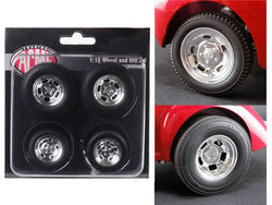 Polished Drag Wheels and Tires (4 Piece Set) from a "1941 Gasser" 1/18 Diecast by Acme