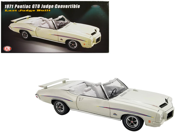 1971 Pontiac GTO Judge Convertible White with Graphics and White Interior "Last Judge Built" Limited Edition to 390 pieces Worldwide 1/18 Diecast Model Car by ACME