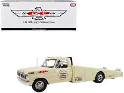 1970 Ford F-350 Ramp Truck Beige with Graphics "Holman Moody" Limited Edition to 400 pieces Worldwide 1/18 Diecast Model by ACME