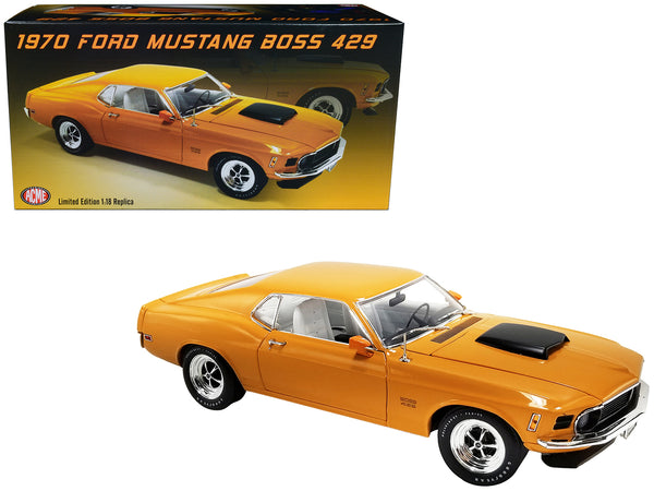 1970 Ford Mustang Boss 429 Grabber Orange with White Interior Limited Edition to 429 pieces Worldwide 1/18 Diecast Model Car by ACME