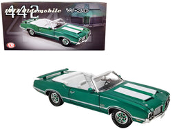 1972 Oldsmobile 442 W-30 Convertible Radiant Green Metallic with White Stripes and Interior Limited Edition to 552 pieces Worldwide 1/18 Diecast Model Car by ACME