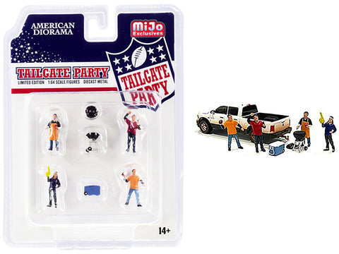 "Tailgate Party" (6 Piece Figure Set - 4 Figures and 2 Accessories) for 1/64 Scale Models by American Diorama