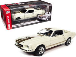 1967 Ford Mustang Shelby GT-350 Wimbledon White with Twin Gold Stripes "American Muscle 30th Anniversary" (1991-2021) 1/18 Diecast Model Car by Autoworld