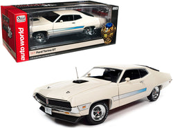 1971 Ford Torino GT Wimbledon White with Blue Laser Stripes "Class of 1971" "American Muscle 30th Anniversary" (1991-2021) 1/18 Diecast Model Car by Autoworld
