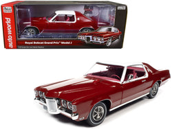 1969 Pontiac Royal Bobcat Grand Prix Model J Matador Red with White Top and Red Interior 1/18 Diecast Model Car by Autoworld