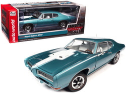 1968 Pontiac Royal Bobcat GTO Meridian Turquoise and White with White Interior "Hemmings Muscle Machines" Magazine Cover Car (March 2020) 1/18 Diecast Model Car by Autoworld