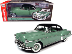 1950 Oldsmobile Rocket 88 Alder Green with Black top and Green and White Interior 1/18 Diecast Model Car by Autoworld
