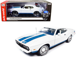 1972 Ford Mustang Sprint White with Blue Stripes "Class of 1972" "American Muscle" Series 1/18 Diecast Model Car by Autoworld