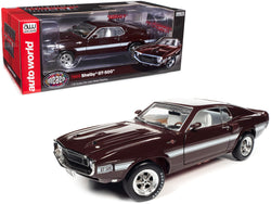 1969 Shelby Mustang GT-500 Royal Maroon with White Stripes and Interior "Muscle Car & Corvette Nationals" (MCACN) 1/18 Diecast Model Car by Autoworld