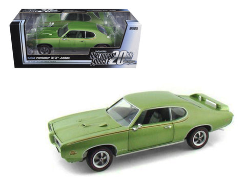 1969 Pontiac GTO Judge Green American Muscle "20th Anniversary" Edition 1/18 Diecast Model Car by Autoworld