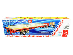Great Dane Extendable Heavy Duty Flat Bed Trailer with Functional Sliding Tandem Plastic Model Kit (Skill Level 3) 1/25 Scale Model by AMT