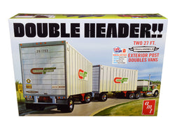 Trailmobile Double Header Tandem Van Trailers Plastic Model Kit (Skill Level 3) 1/25 Scale Model by AMT