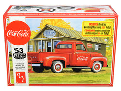 1953 Ford F-100 Pickup Truck "Coca-Cola" with Vending Machine and Dolly Plastic Model Kit (Skill Level 3) 1/25 Scale Model by AMT