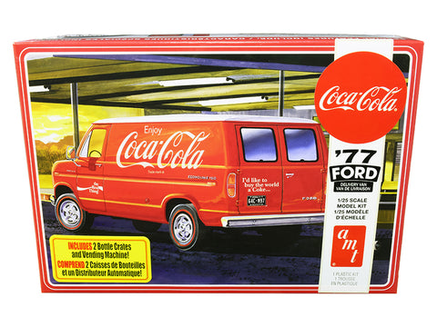 1977 Ford Delivery Van with 2 Bottles Crates and Vending Machine "Coca-Cola" Plastic Model Kit (Skill Level 3) 1/25 Scale Model by AMT