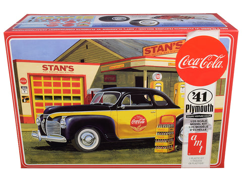 1941 Plymouth Coupe with 4 Bottle Crates "Coca-Cola" Plastic Model Kit (Skill Level 3) 1/25 Scale Model by AMT