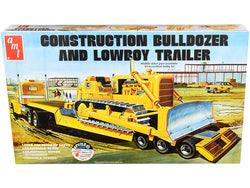 Construction Bulldozer and Lowboy Trailer (2 Piece Set) Plastic Model Kit (Skill Level 3) 1/25 Scale Model by AMT