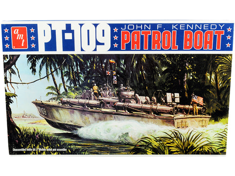 PT-109 John F. Kennedy World War II Patrol Boat Plastic Model Kit (Skill Level 2) 1/64 Scale Model by AMT