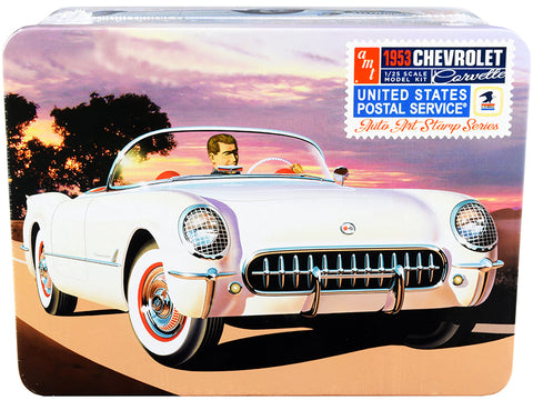 1953 Chevrolet Corvette "USPS" (United States Postal Service) Plastic Model Kit (Skill Level 2) Themed Collectible Tin 1/25 Scale Model by AMT