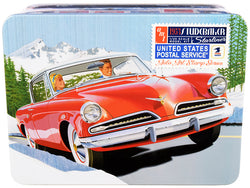 1953 Studebaker Starliner with "USPS - United States Postal Service" Themed Collectible Tin Box 3-In-1 Plastic Model Kit (Skill Level 2) 1/25 Scale Model by AMT