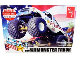 Chevrolet Silverado "USA-1" Monster Truck Plastic Model Kit (Skill Level 2) 1/25 Scale Model by AMT