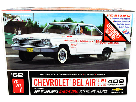1962 Chevrolet Bel Air Super Stock 409 Turbo-Fire Don Nicholson's 2-in-1 Plastic Model Kit (Skill Level 2) "Legends of the Quarter Mile" 1/25 Scale Model by AMT