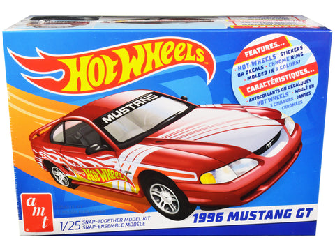 1996 Ford Mustang GT "Hot Wheels" Plastic Snap Model Kit (Skill Level 1) 1/25 Scale Model by AMT