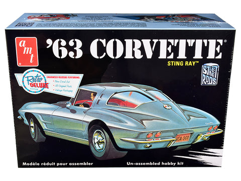 1963 Chevrolet Corvette Stingray Plastic Model Kit (Skill Level 2) 1/25 Scale Model by AMT
