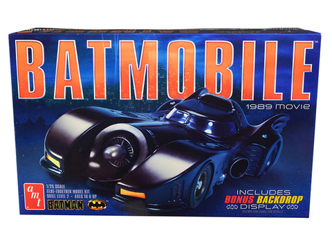Batmobile "Batman" (1989) Movie with Backdrop Display Plastic Model Kit (Skill Level 2) 1/25 Scale Model by AMT