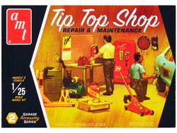 Garage Accessory Set #2 with 2 Figures "Tip Top Shop" Plastic Model Kit (Skill Level 2) 1/25 Scale Model by AMT