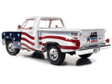 1980 Dodge D150 Adventurer Pickup Truck White with American Flag Graphics and Red Interior 1/18 Diecast Model by Autoworld