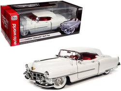 1953 Cadillac Eldorado Soft Top Alpine White with Red Interior 1/18 Diecast Model Car by Autoworld