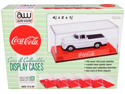 6 Collectible Acrylic Display Show Cases with Red Plastic Bases and 3 Different "Coca-Cola" Slogans for 1/64 Scale Models by Autoworld