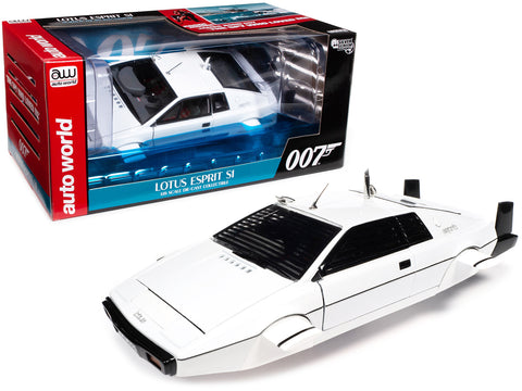 Lotus Esprit S1 Submarine Car White James Bond 007 "The Spy Who Loved Me" (1977) Movie "Silver Screen Machines" Series 1/18 Diecast Model Car by Autoworld
