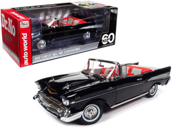 1957 Chevrolet Bel Air Convertible Onyx Black James Bond 007 "Dr. No" (1962) Movie "60 Years of Bond" Series 1/18 Diecast Model Car by Autoworld