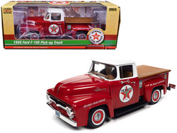 1956 Ford F-100 Pickup Truck Red with White Top "Texaco Reliable Road Service" "Vintage Fuel" Series 1/24 Diecast Model by Autoworld