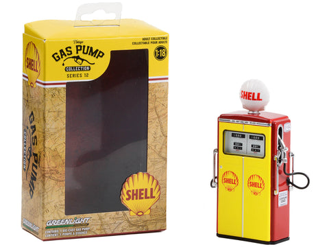 1954 Tokheim 350 Twin Gas Pump "Shell Oil" Yellow and Red "Vintage Gas Pumps" Series #12 1/18 Diecast Model by Greenlight