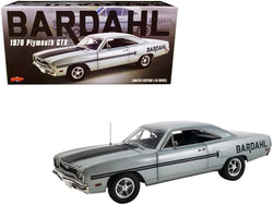 1970 Plymouth GTX Drag Car Gray Metallic with Black Stripes "Bardahl" Limited Edition to 540 pieces Worldwide 1/18 Diecast Model Car by GMP