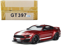 2021 Shelby Super Snake Coupe Red Metallic with White Stripes 1/18 Model Car by GT Spirit