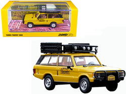 Land Rover Range Rover Classic "Camel Trophy 1982" Yellow with Roof Rack, Tool Box and 4 Oil Container Accessories 1/64 Diecast Model by Inno Models