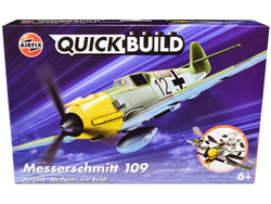 Messerschmitt BF109 Snap Together Painted Plastic Model Airplane Kit (Skill Level 1) by Airfix Quickbuild