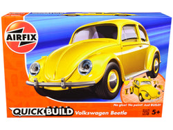 Old Volkswagen Beetle Yellow Snap Together Painted Plastic Model Kit (Skill Level 1) by Airfix Quickbuild