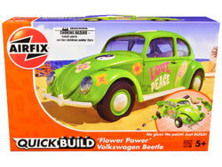 Old Volkswagen Beetle Flower Power Snap Together Painted Plastic Model Kit (Skill Level 1) by Airfix Quickbuild
