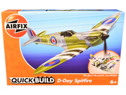 D-Day Spitfire Snap Together Painted Plastic Model Airplane Kit (Skill Level 1) by Airfix Quickbuild